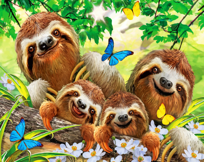 Sloths Family Painting By Numberss.png