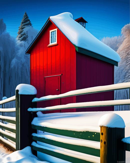 Small Barn In Snow Painting By Numberss.png