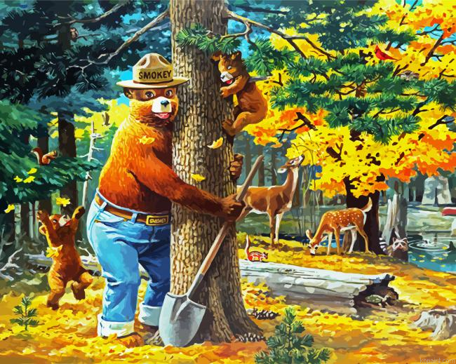 Smokey Bear Forest Painting By Numberss.png