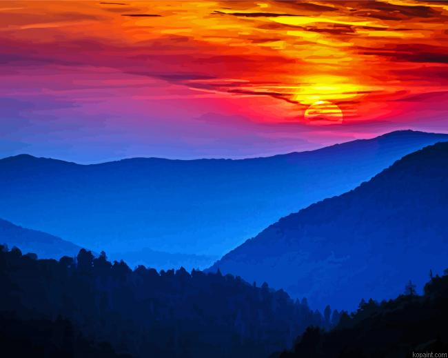 Smokey Mountains At Sunset Painting By Numberss.png
