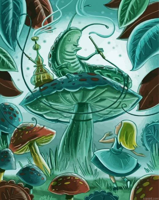 Smoking Caterpillar With Alice Paint By Numbers