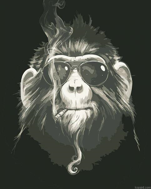 Smoking Chimpanzee Animals Painting By Numberss.png