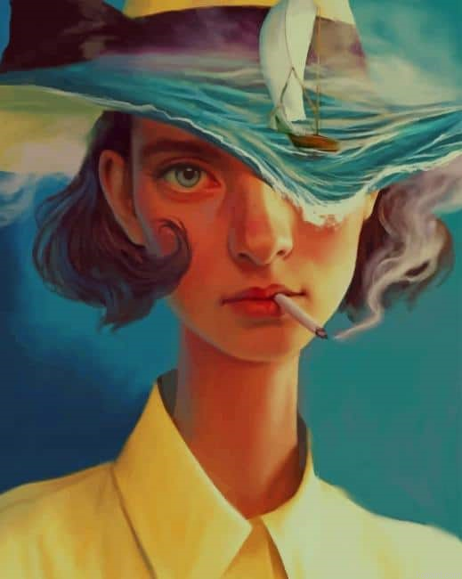 Smoking Girl Art New Painting By Numberss.png