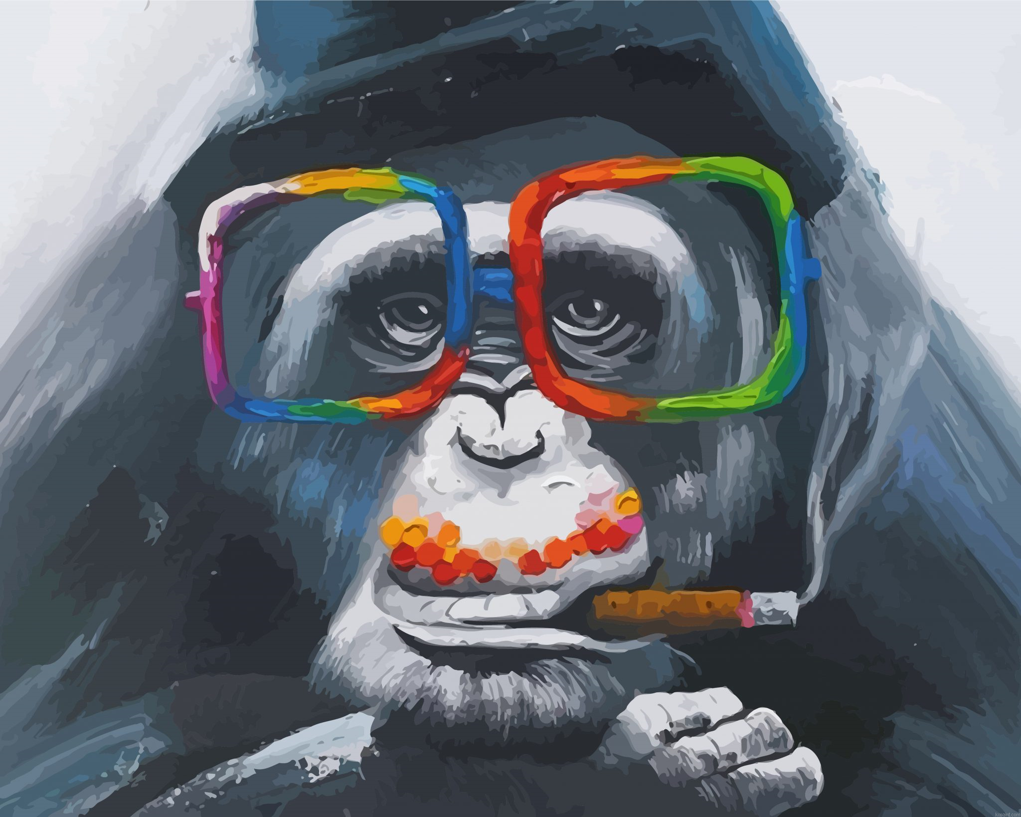 Smoking Monkey Painting By Numberss.png