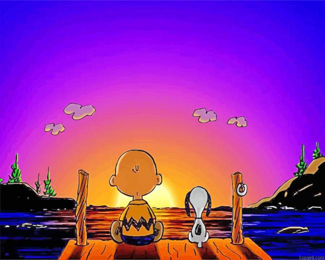 Snoopy And Charlie At Sunset Painting By Numberss.png