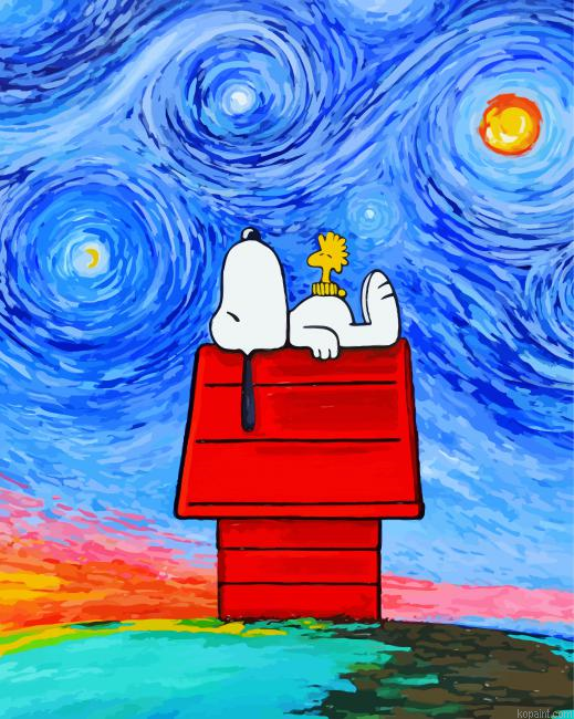 Snoopy Starry Night Painting By Numberss.png