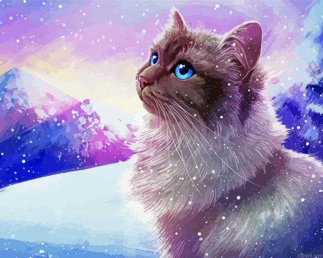 Snow Cat Art Paint By Numbers