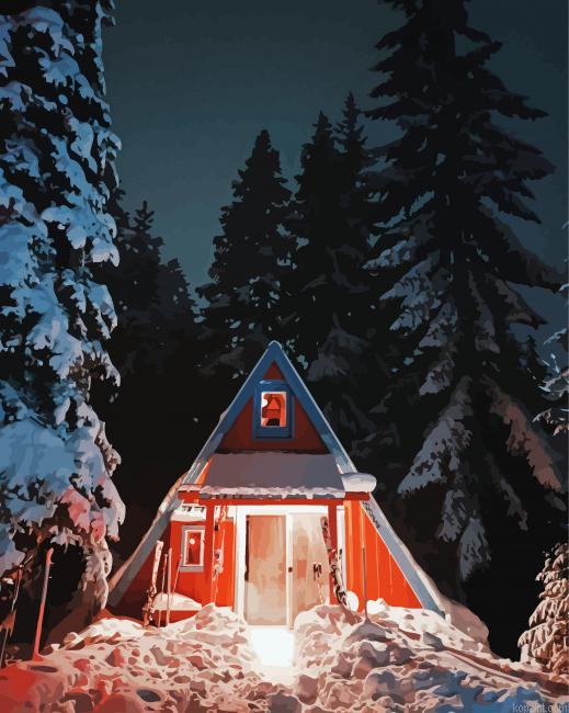 Snow Cottage Painting By Numberss.png