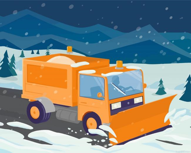 Snow Plow Cleaning Road Painting By Numberss.png