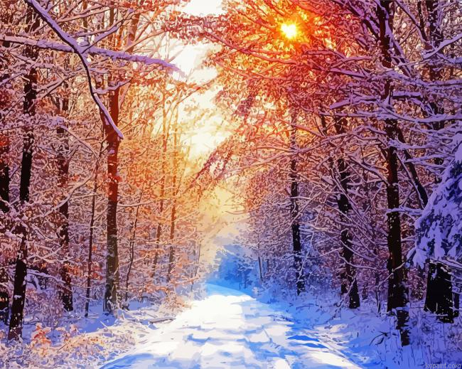 Snow Scene Illustration Painting By Numberss.png
