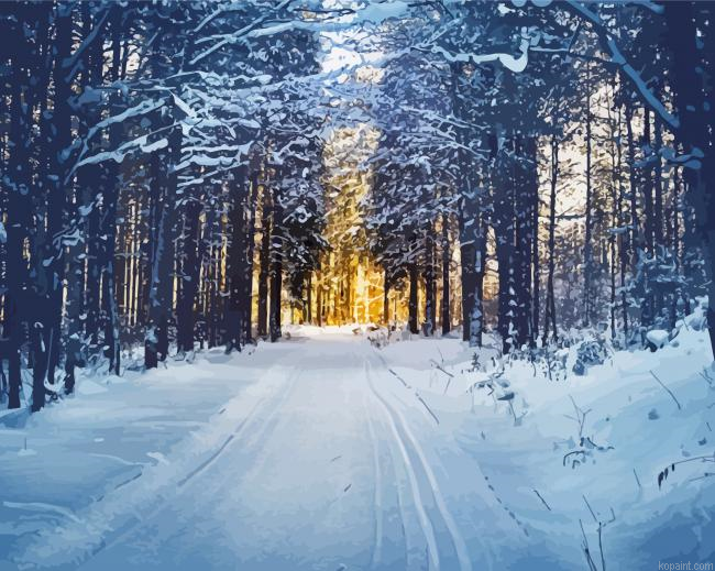Snow Scene Painting By Numberss.png