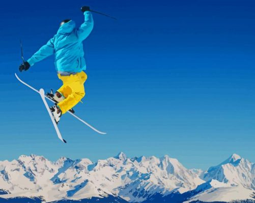 Snow Skiing Jump Painting By Numberss.png