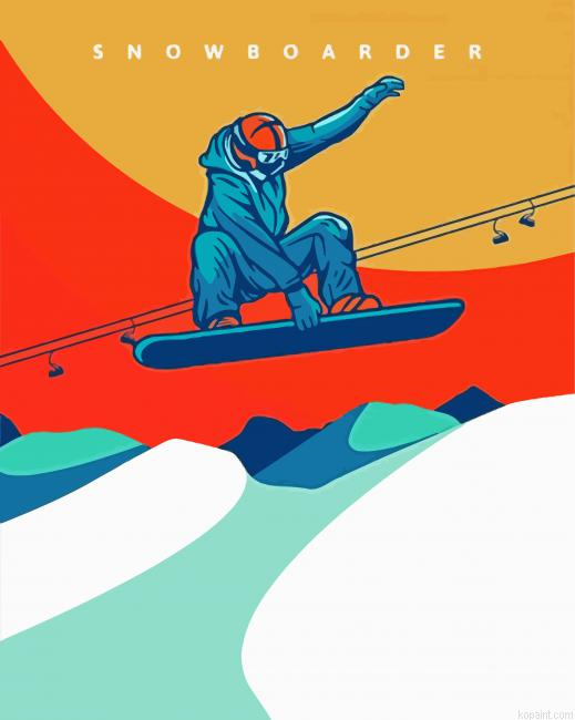 Snowboarding Illustration Paint By Numbers