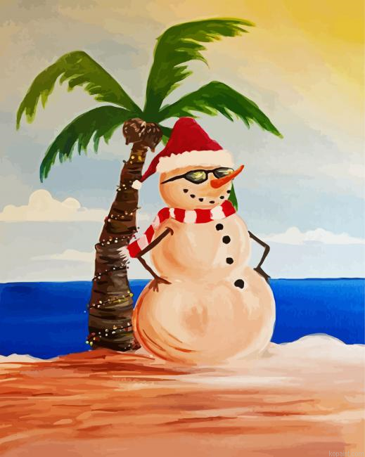 Snowman Enjoying The Summer Paint By Numbers.png
