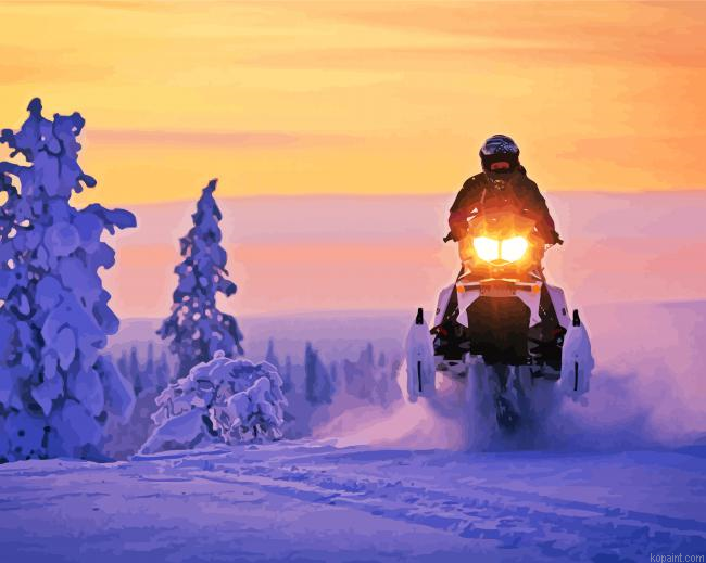 Snowmobile And Sunset Painting By Numberss.png