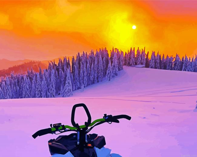 Snowmobile At Sunset Painting By Numberss.png