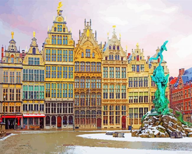 Snowy Antwerp Belgium Painting By Numberss.png