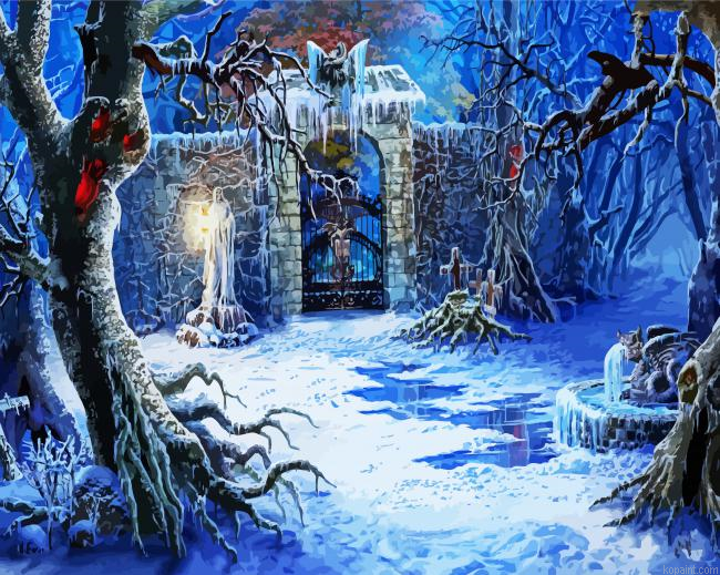 Snowy Cemetery Paint By Numbers.png