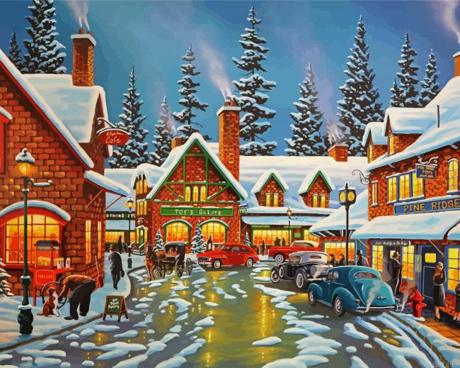 Snowy Christmas Night Painting By Numberss.png
