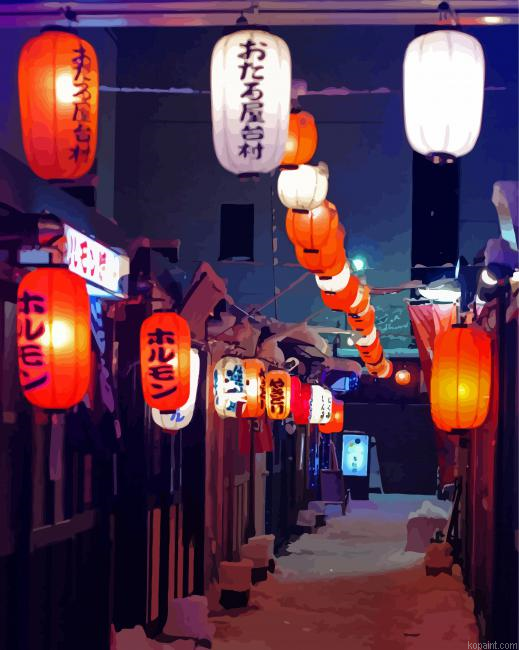 Snowy Japanese Alley Painting By Numberss.png