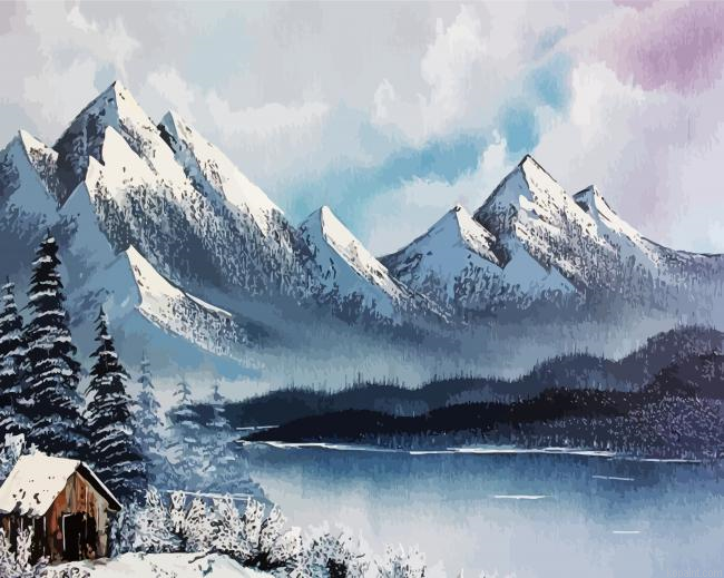 Snowy Mountain Landscape Paint By Numbers