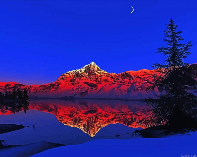 Snowy Mountains Red Sunset Paint By Numbers