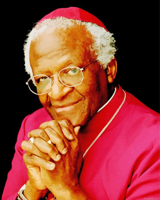 South African Theologian Desmond Tutu Painting By Numberss.png