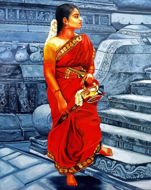 South Indian Lady Art Painting By Numberss.png
