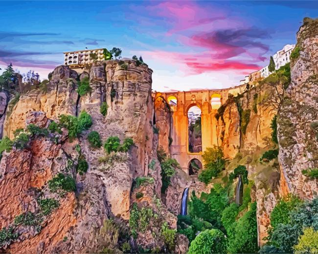 Spain Ronda At Sunset Painting By Numberss.png