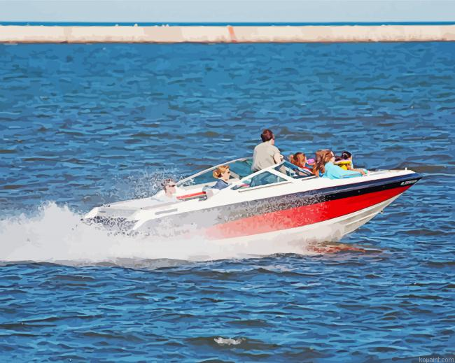 Speed Boat Ride In Sea Painting By Numberss.png