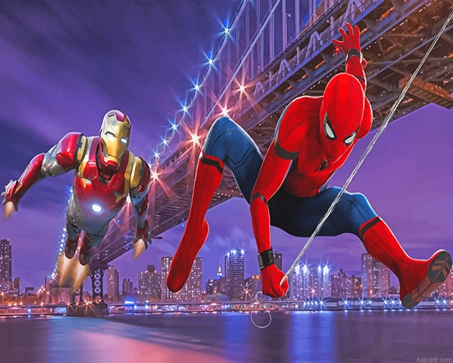Spider Man And Iron Man New York New Painting By Numberss.png
