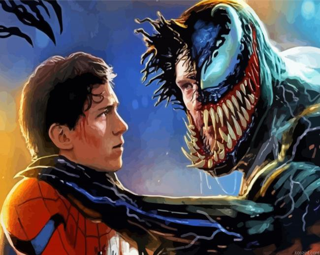 Spiderman With Venom Paint By Numbers
