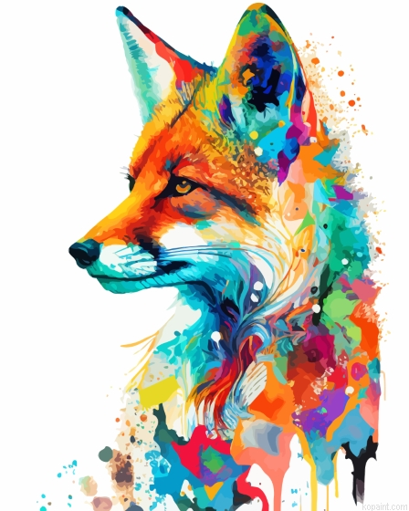Splash Colorful Fox Painting By Numberss.png