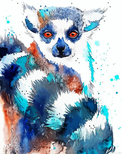 Splatter Lemur Animal Painting By Numberss.png