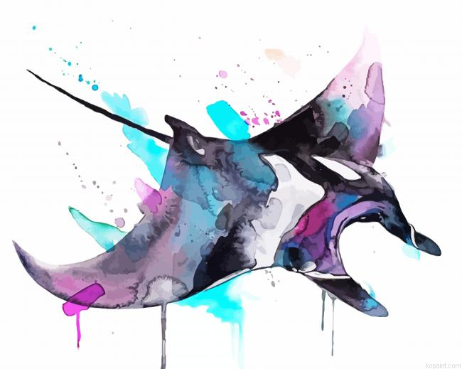 Splatter Manta Rays Art Paint By Numbers