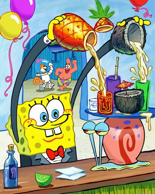 Spongebob And Gary Painting By Numberss.png