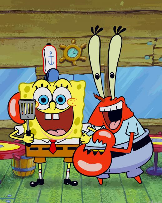 Spongebob And Lobster Painting By Numberss.png