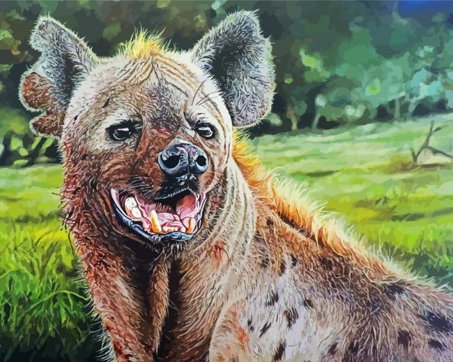 Spotted Hyena Wild Animal Painting By Numberss.png