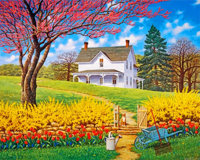 Spring Farm House Painting By Numberss.png
