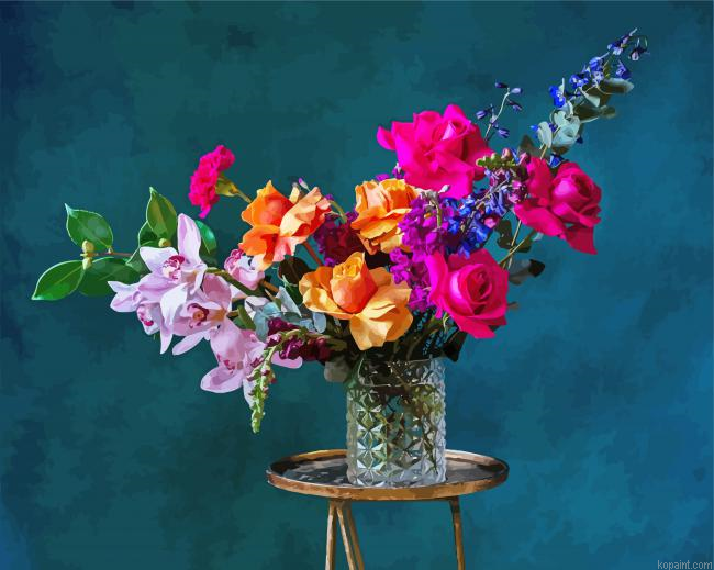 Spring Flowers Glass Vase Painting By Numberss.png