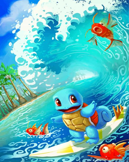 Squirtle Surfing Pokemon Painting By Numberss.png