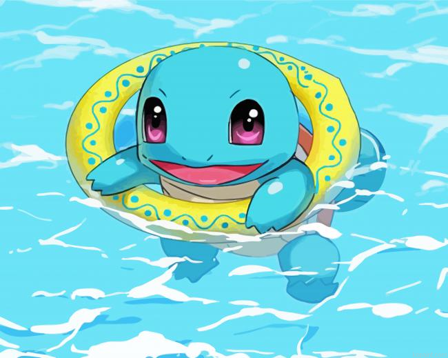 Squirtle Swimming Pokemon Painting By Numberss.png