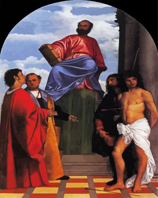 St Mark Enthroned By Tiziano Painting By Numberss.png