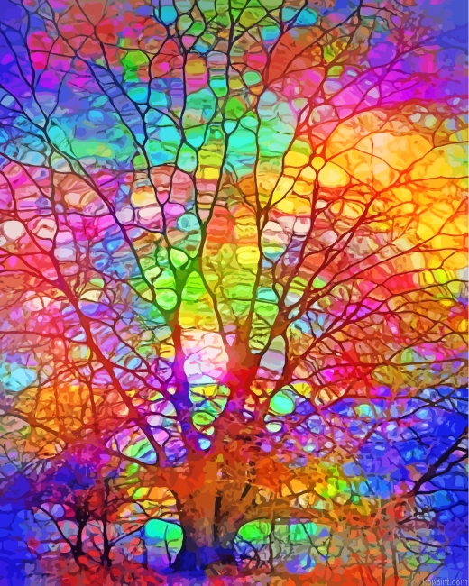 Stained Glass Colorful Tree Painting By Numberss.png