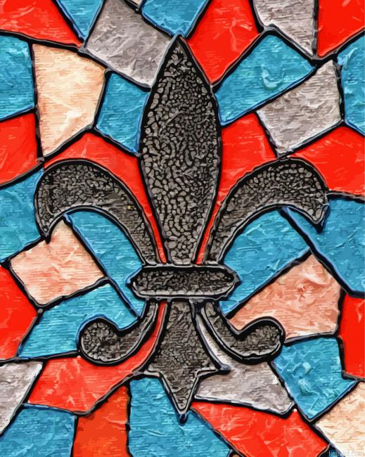 Stained Glass Fleur De Lis Art Painting By Numberss.png
