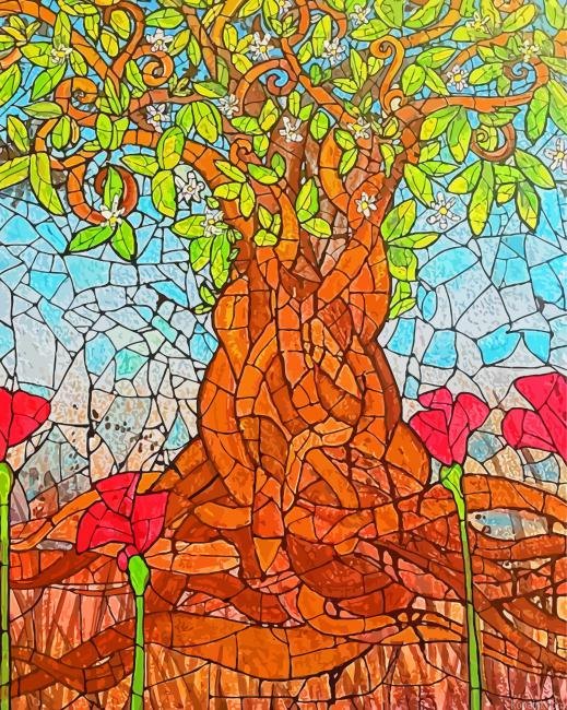 Stained Glass Tree With Red Poppies Painting By Numberss.png