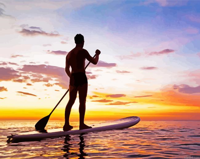 Stand Up Paddle At Sunset Paint By Numbers