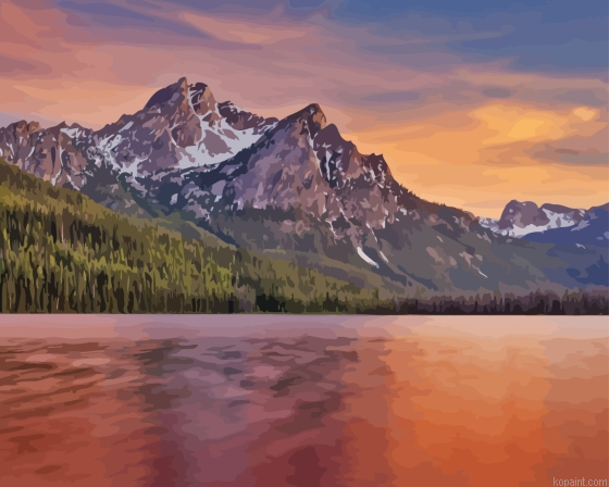 Stanley Lake Idaho With Sawtooth Mountains Painting By Numberss.png