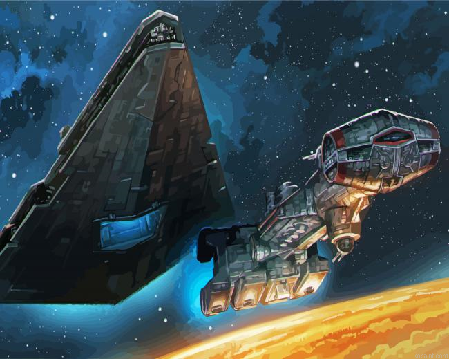 Star Destroyer Ship In The Space Painting By Numberss.png
