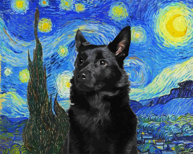 Starry Night Australian Kelpie Painting By Numberss.png